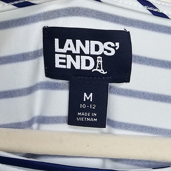 NWOT Lands End Womens Elbow Sleeve Tie Waist Striped Mini BLUE/WHITE MED 10-12 - Picture 6 of 8